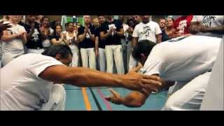 Mestre Paulao, Mestre Boneco and Mestre Capixaba playing capoeira. Roda de capoeira.