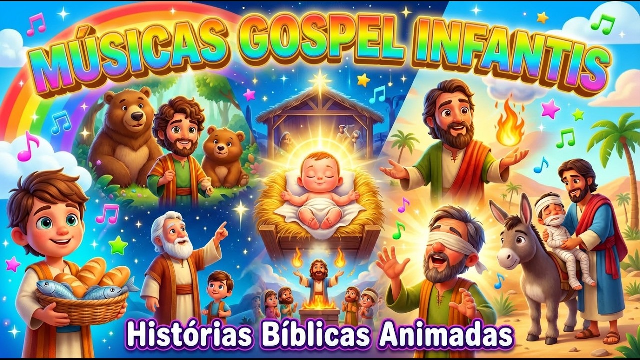 Historias biblicas Animadas de JESUS | Músicas Gospel Infantis Animadas Louvor para Crianças