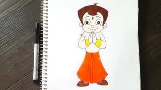 How to draw Chota Bheem||Chota Bheem Cartoon sketch||Children Simple Drawings