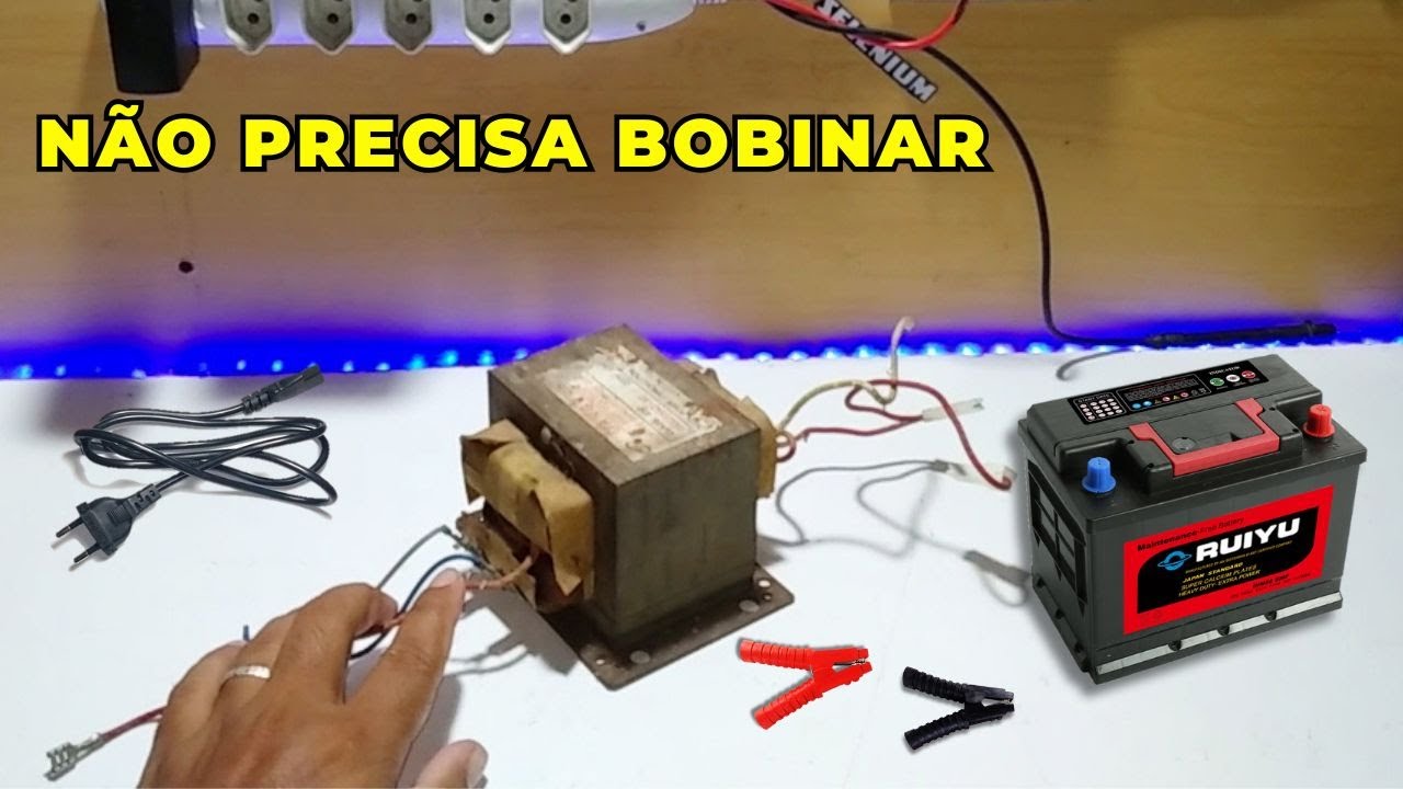 Como Fazer CARREGADOR de BATERIA Caseiro SEM REBOBINAR Transformador ...