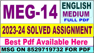 MEG 11 solved assignment 2023-24 || meg 11 solved assignment 2024 || ignou meg11 2024