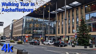 Walking Tour Aschaffenburg via Main Street in End 4k, 8k. واکنگ ٹور آشافنبرگ جرمنی۔
