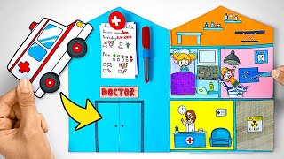 How to Make Coolest Paper Hospital and Play Pretend Doctor with Sam 🏥