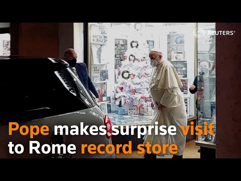 Pope Francis makes surprise visit to Rome record store