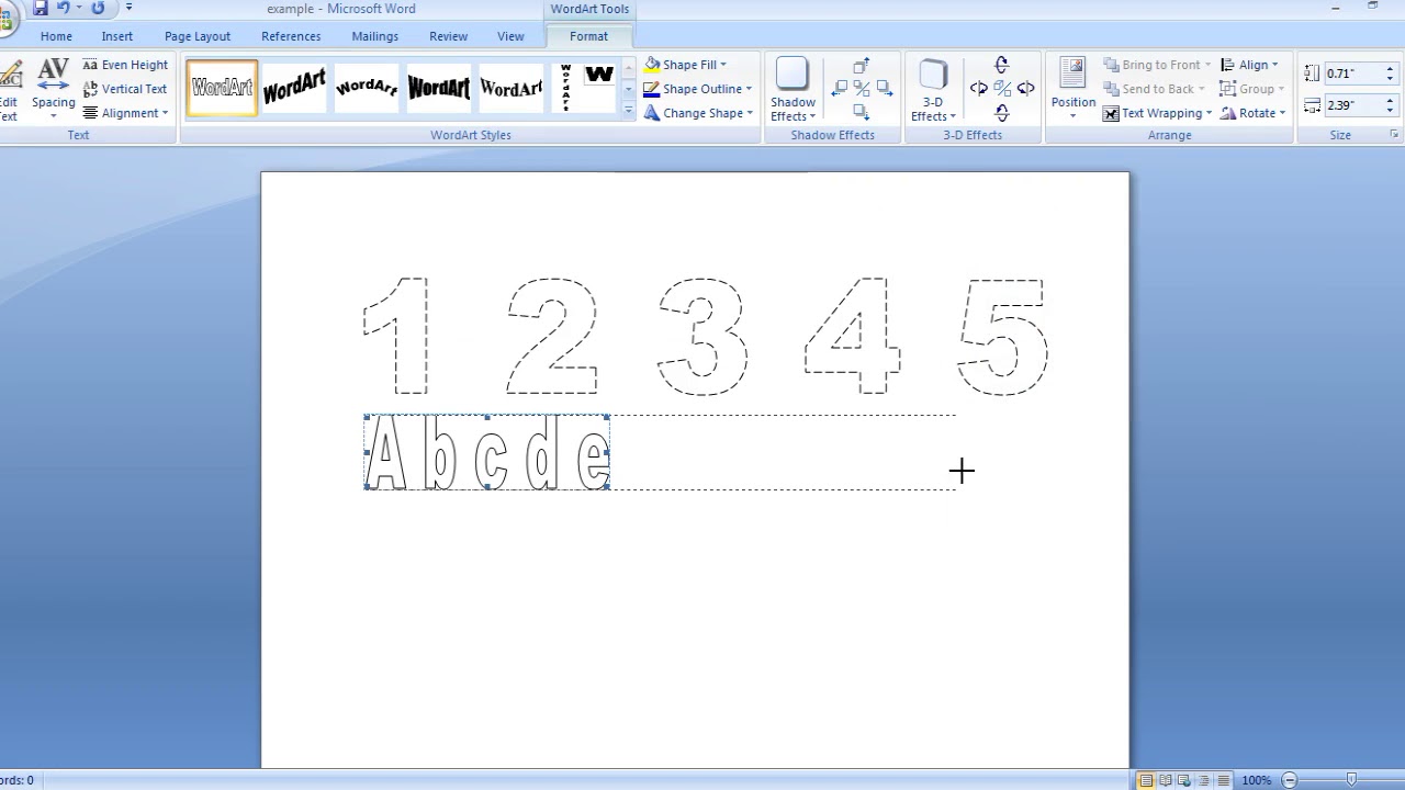 how-to-make-dashed-letters-and-number-tracing-in-microsoft-word-2007-by-using-wordart-youtube