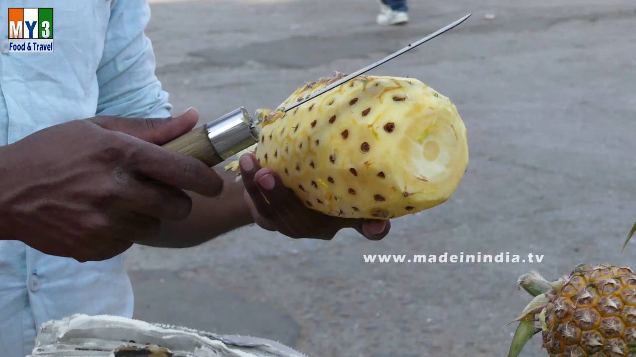 PINEAPPLE CUTTING | HEALTHY STREET FOODS IN INDIA | STREET FOODS 2021