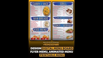 Tranding A1 Custom order Menu Design, Digital Menu board design, Animation video 4k menu