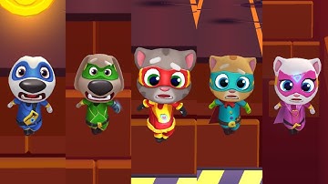 Talking Tom Hero Dash - Funny Moments of 5 Hero Failed in Sliding Walls Round 2 Gameplay