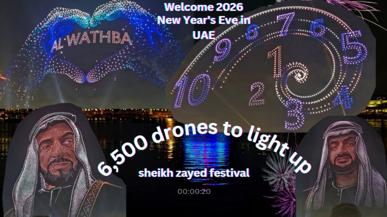 New Year's Eve in UAE:, 6,500 drones Show, Abu Dhabi 