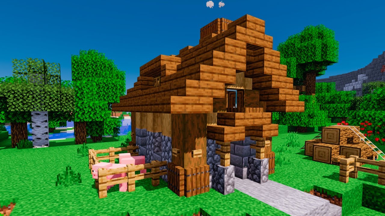 uma casa de madeira pequena no minecraft
