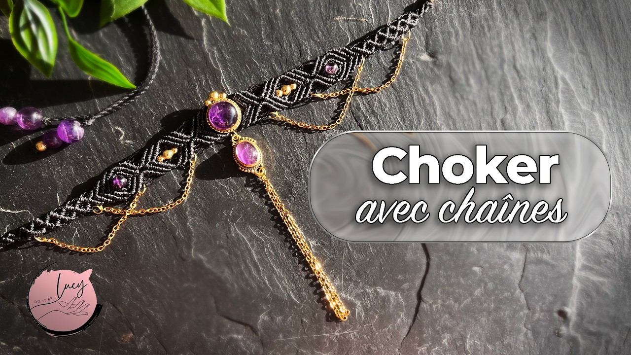 🔮 Choker en micro-macramé bohème chic avec chaînes | Collier mystique DIY #micromacrame #diy