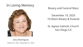 Zeca Rodrigues Memorial Mass and Rosary Fri. 12/19/2025, 10:30am