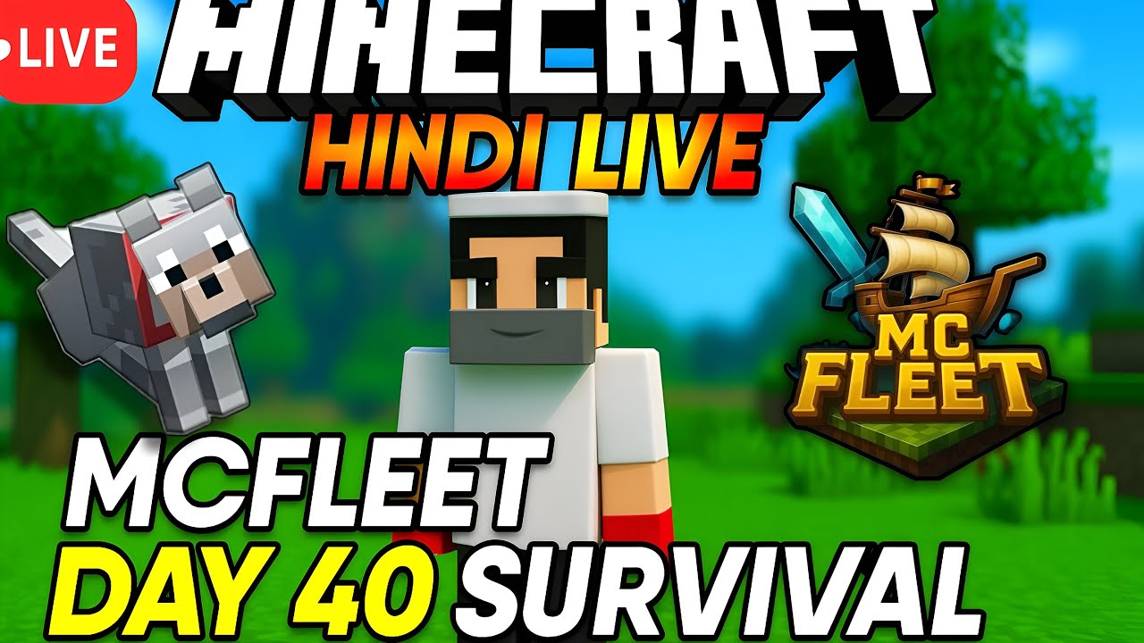 🔴 Minecraft Hindi Live | MCFleet Day 40 Survival | Fun Adventure Stream ...