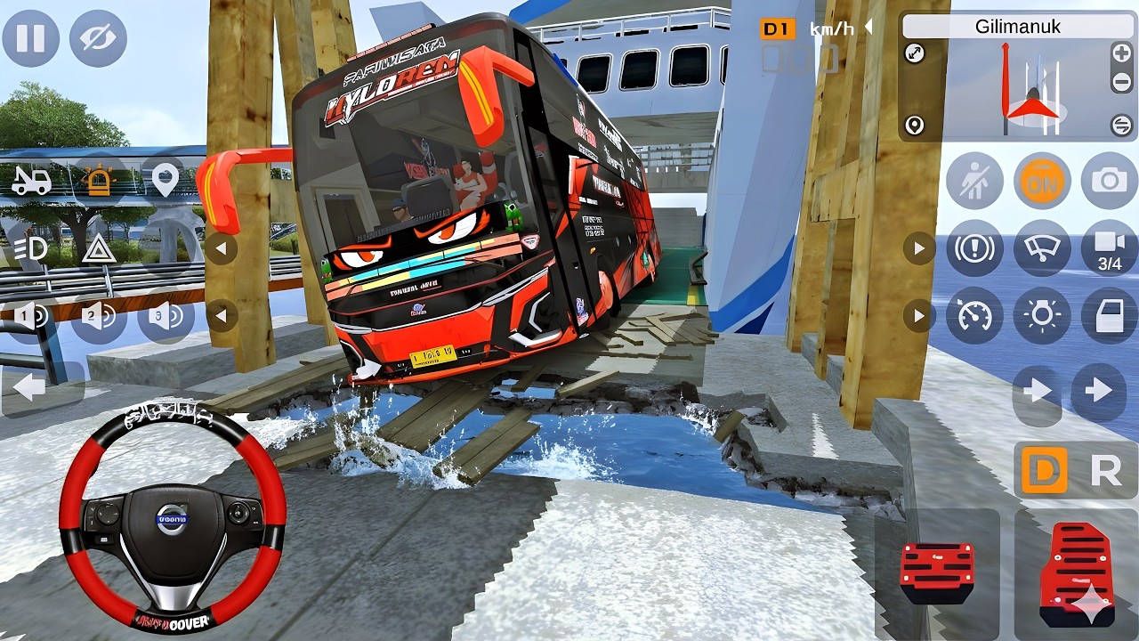 Bus TJ Kyloren 24 Corong Konvoi Bareng Ratu Arjuna Naik Kapal Feri Jembatannya Roboh