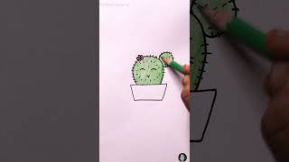 Cute Cactus drawing tutorial for kids and parents. Easy drawing tutorial.