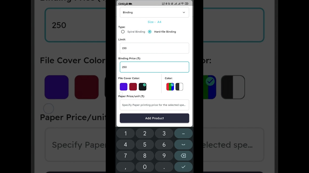 How to add Binding Products (Thesis) | Limits, Paper Type, Color, Price | Print ASAP Manager (Hindi)