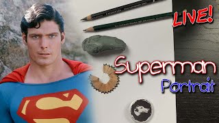 Superman | LIVE Portrait Drawing (Christopher Reeve)