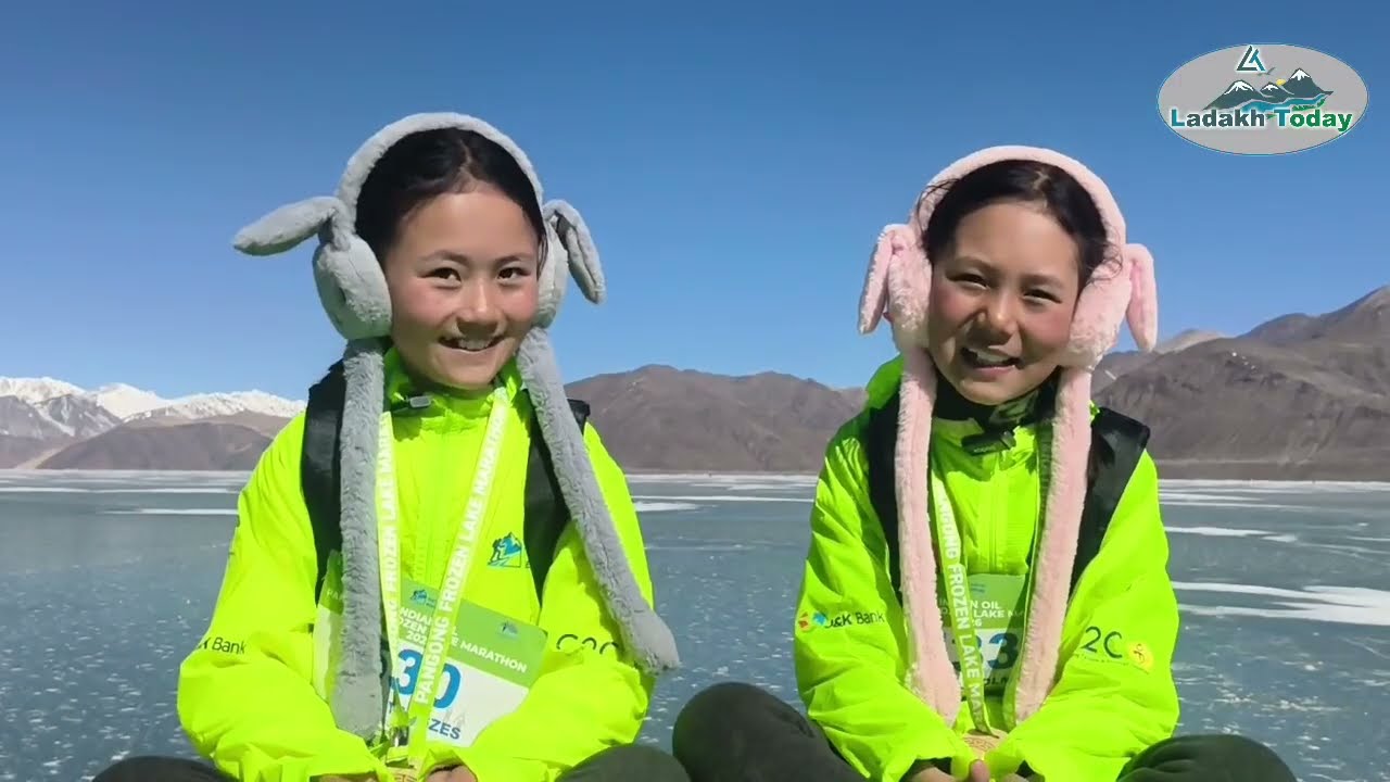 Young girls also join  World’s Highest  Pangong Frozen lake Marathon