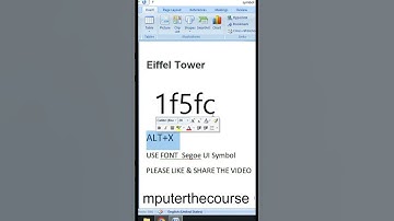 #Eiffel tower symbol in #msword  #Computerthecourse #shorts #wordshorts
