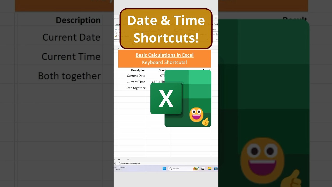 Excel Shortcuts: Current Date and Time in Less Than a Minute!