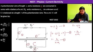 A potentiometer wire of length  L  and a resistance  r  are connected in series with a battery of