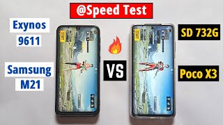 Samsung M21 Vs Poco X3 Speed Test || Exynos 9611 vs SD732G || Poco X3 Vs Samsung M21 speed test