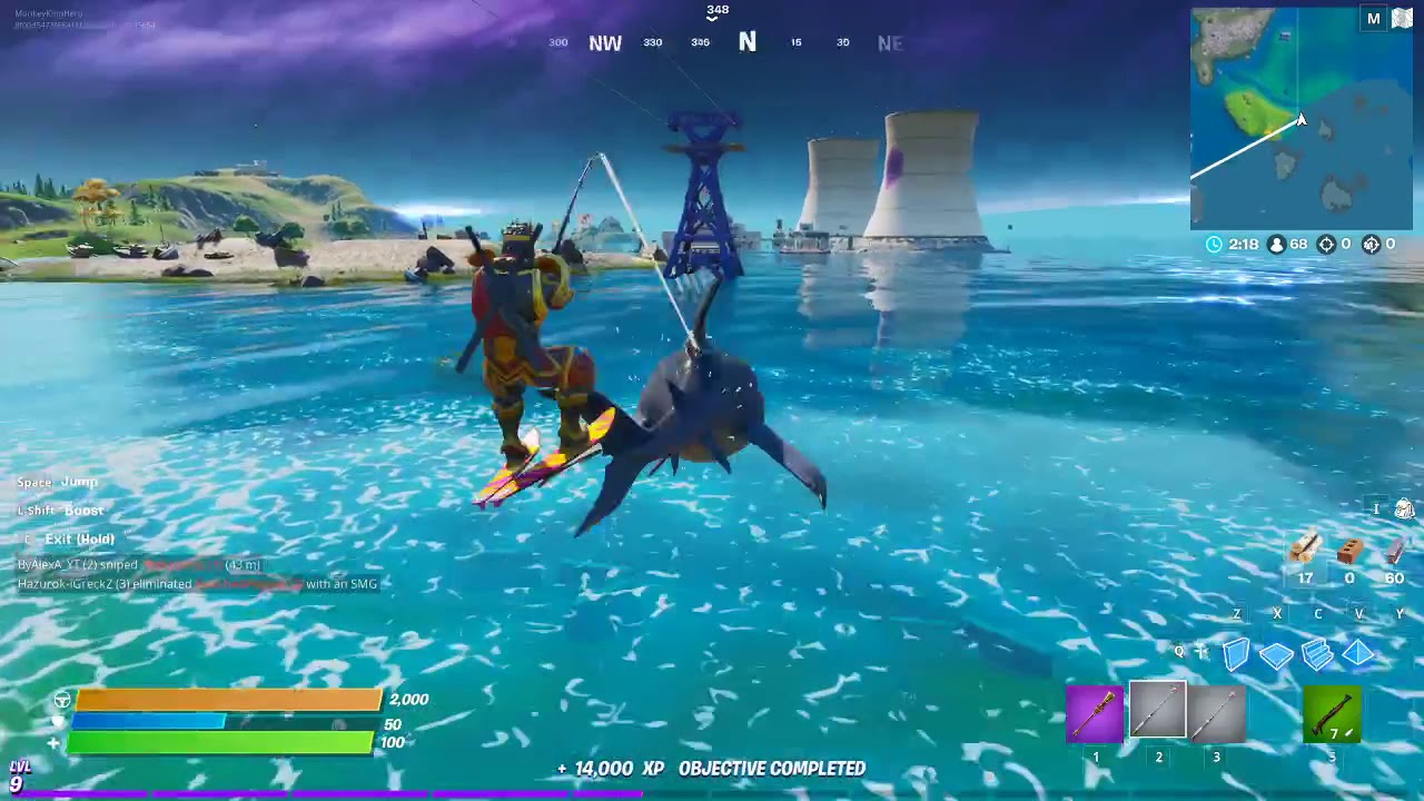 How To Use A Fishing Pole To Ride Behind A Loot Shark In Fortnite