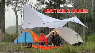 CAMPING IN HEAVY RAIN AND THUNDER - ASMR RAIN SOUNDS - RELAXING CAMPING