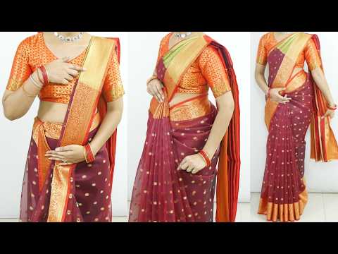 Amazing Organza Silk Saree Draping For Wedding Functions | Saree Draping Tutorial #saree