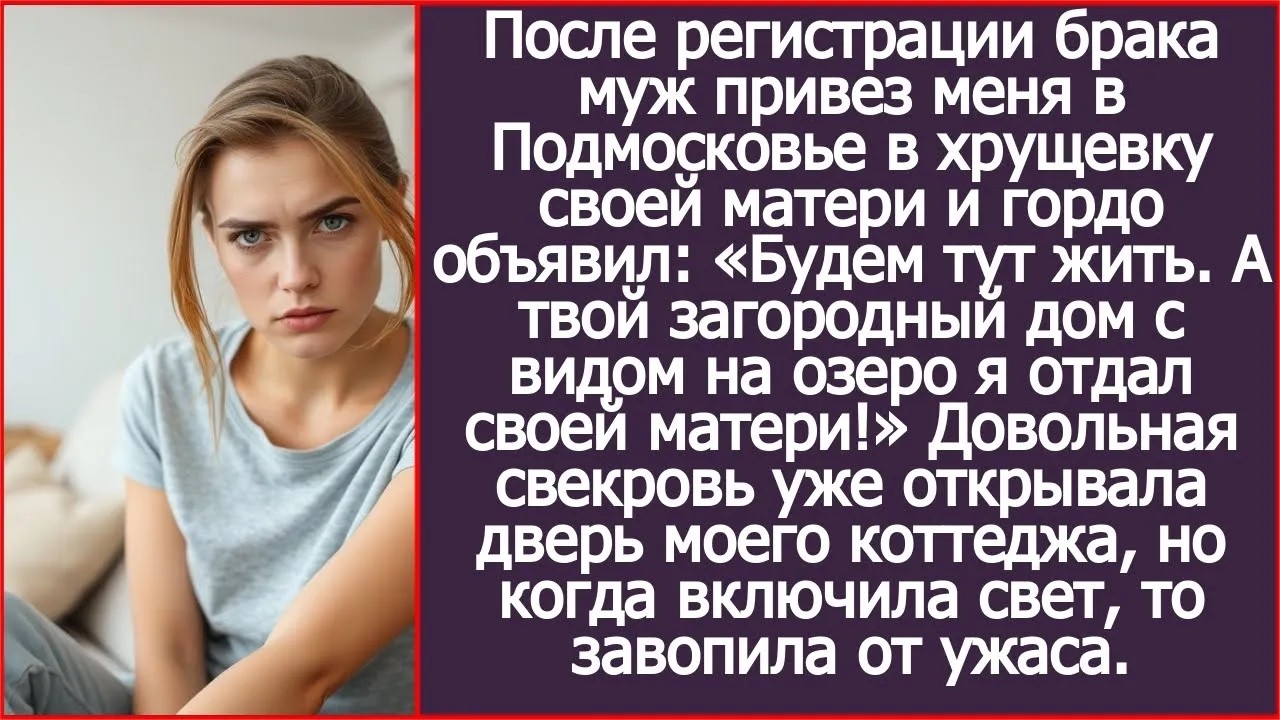 После свадьбы муж привез меня в хрущевку своей матери «Будем тут жить  А твой дом я матери отда