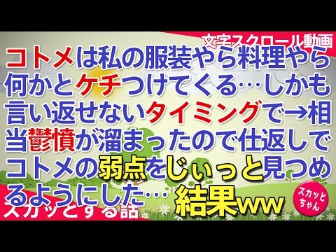 スカッとする話 コトメは私の服装やら料理やら何かとケチつけてくる…しかも言い返せないタイミングで→相当鬱憤が溜まったので仕返しでコトメの弱点でをじぃっと見つめるようにした…結果ww スカッとちゃん
