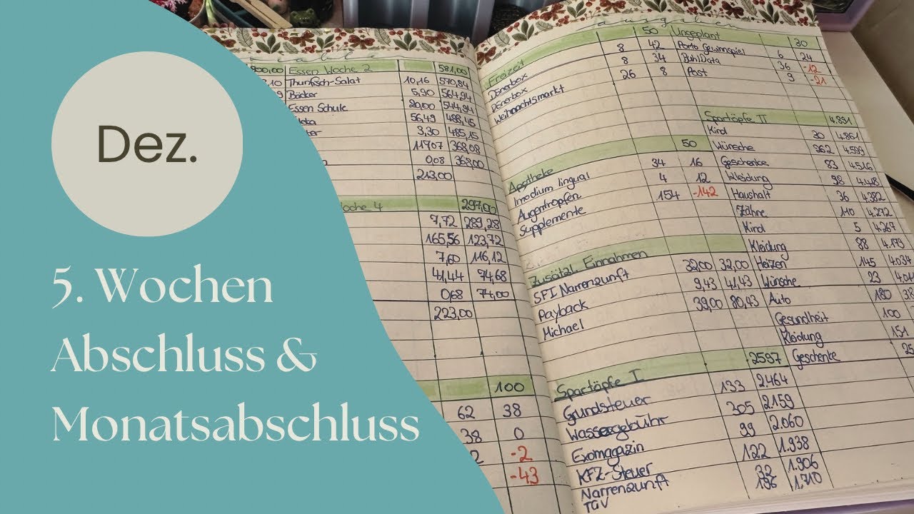 5. Wochenabschluss und Monatsabschluss für Dezember | 