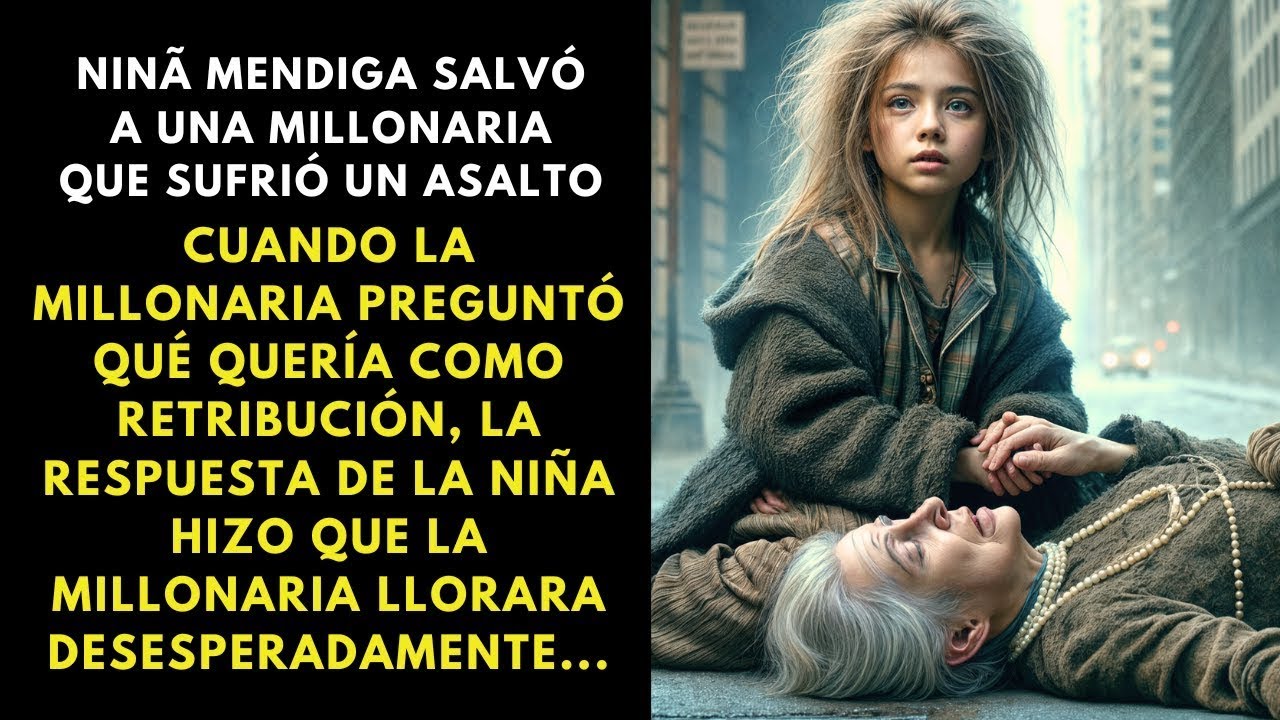 NINÃ MENDIGA SALVÓ A UNA MILLONARIA QUE SUFRIÓ UN ASALTO, CUANDO LA MILLONARIA PREGUNTÓ QUÉ QUERÍA C