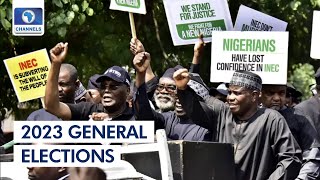 Atiku, Other PDP Leaders Protest At INEC Headquarters