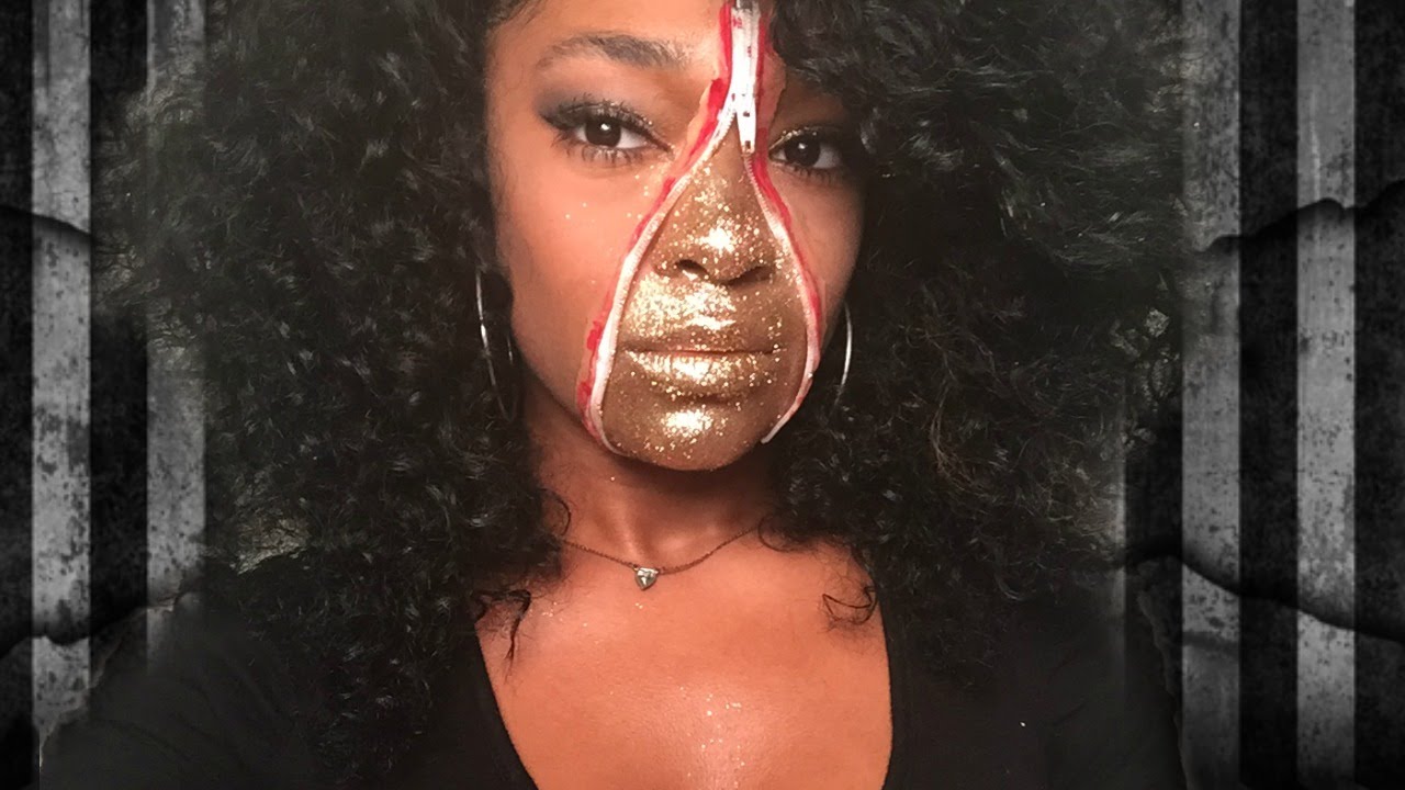 Gold Glitter Unzipped Zipper Face Makeup Tutorial YouTube