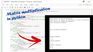 Learning Python in Tamil | Part-50 | MATRIX MULTIPLICATION