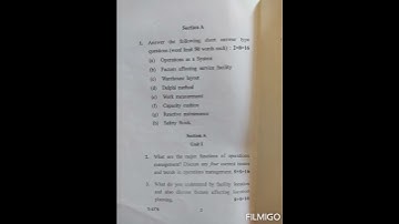 Operations Management (OM)(2022) question paper #management #operations #managementtimes #bba