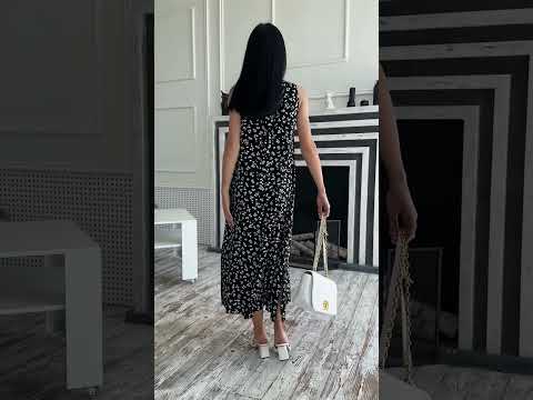 Жіночий сарафан чорно-білий сукня із штапеля розміри 50, 52, 54, 56, 58, 60 Ткань - штапель, видео 1