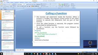 Unit-3, Part-1, Function definiation and calling in python programming language, PPS FE-19, SPPU