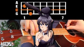 Video thumbnail of "Bunny Girl Senpai OST - FUKASHIGI NO CARTE Easy Ukulele Tutorial"