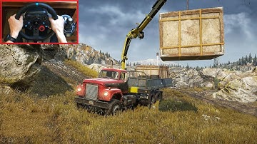 SnowRunner - Crane Gameplay - Missing Machinery Mission - Logitech G29