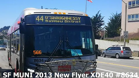 SF MUNI 2013 New Flyer XDE40 #8634 on Route 44-O'Shaughnessy