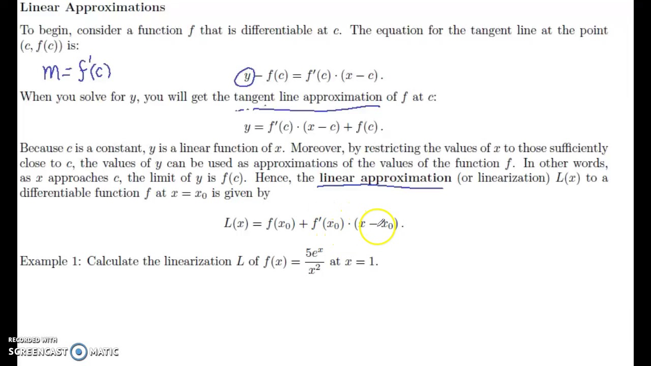 4.2 Linear Approximation - YouTube