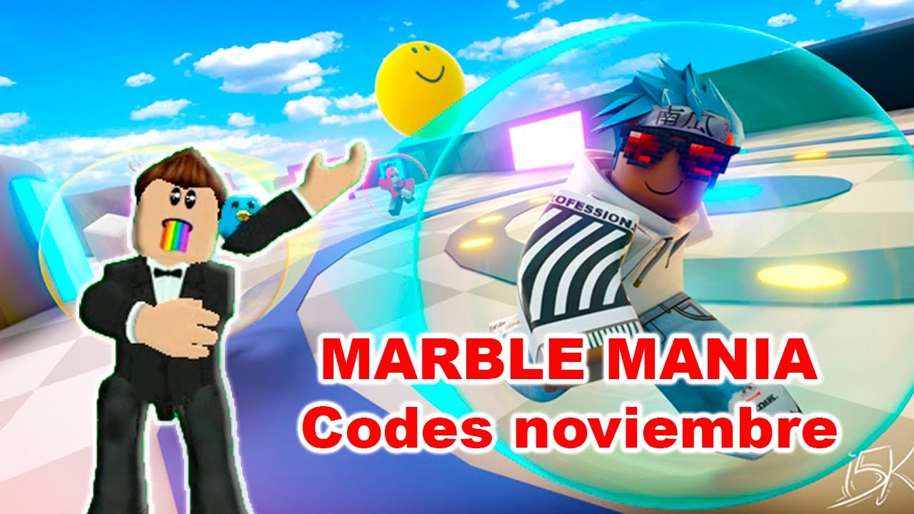 Los 3 codes de Marble Mania de Noviembre en roblox en la descripción del video YouTube