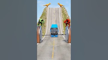 Long Colourful Buses vs Chained Hydraulic Crush - BeamNG.Drive