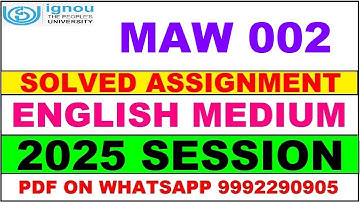 MAW 002 solved assignment 2025 in English || maw 002 solved assignment 2025 || ignou maw002 2025