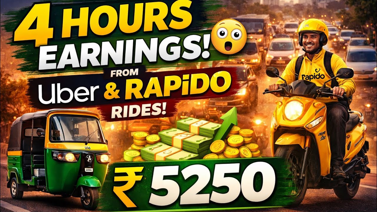 4 hours earning on uber and rapido auto |morning ride 