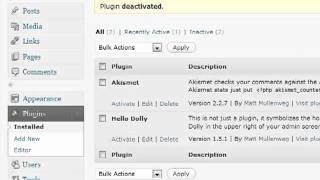 Wordpress Video course: Activating Plugins (Part 13 of 23)