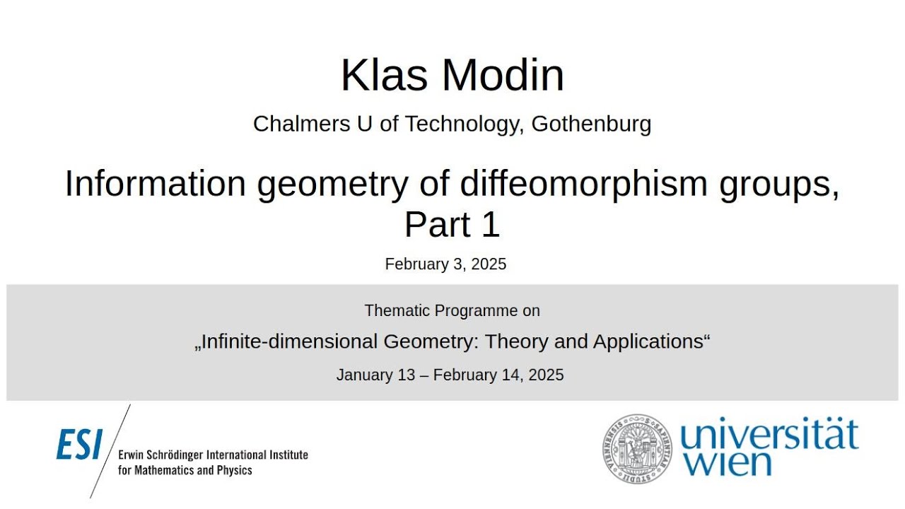 Klas Modin - Information geometry of diffeomorphism groups, Part 1 ...