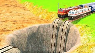 MULTIPLE HIGH SPEED TRAINS VS BIGGEST & DEEP GAINT PIT & TRAINS CROSSING & CRASHING|Train Simulator|